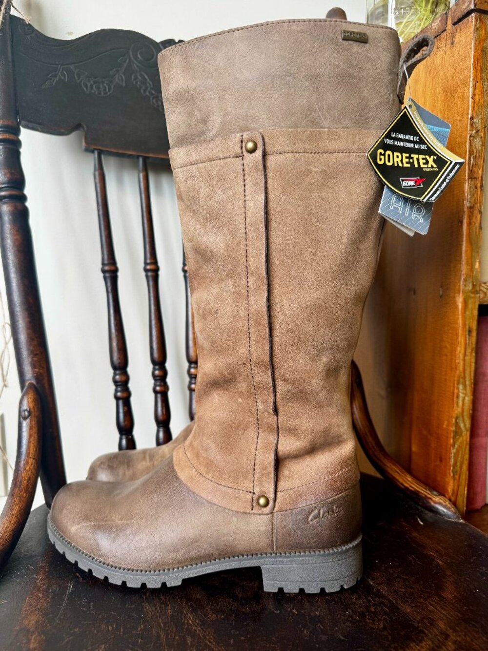 Clarks Brown Leather GORE-TEX Waterproof Riding Boots NWT Size 8